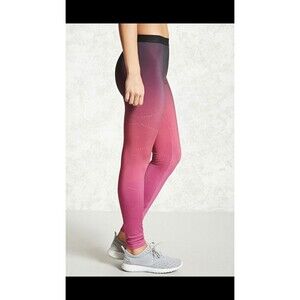 Pink black ombre perforated leggings medium